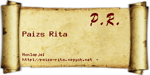Paizs Rita névjegykártya